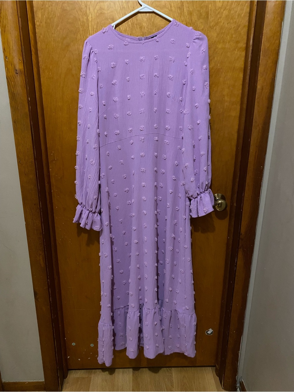 Lilac Long Sleeve Maxi Dress with Ruffle Hem